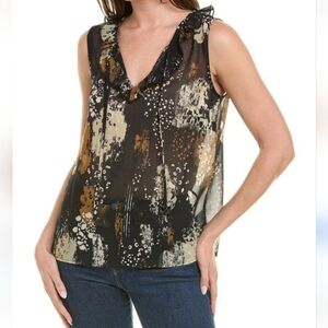 Cabi Chiffon Abstract Print Sleeveless Top Size Medium